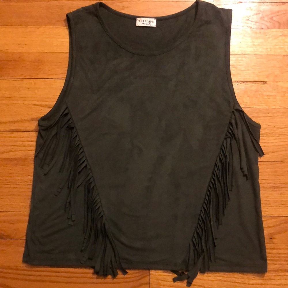 Suede Tank with Fringe